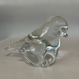 Vintage Clear Glass Bird Sculpture Paperweight Signed FM Ronneby